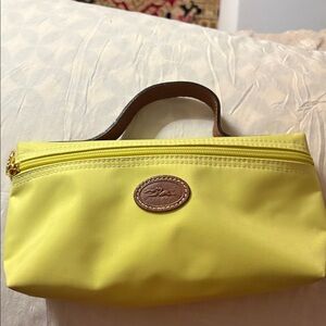 Longchamp Yellow Top-Handle Cosmetic Pouch